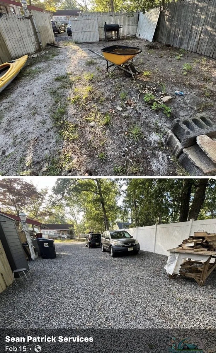 Backyard gravel cleanup before and after in Atlantic City NJ