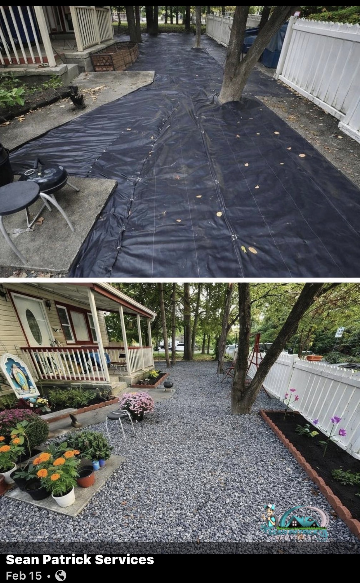 Gravel patio landscaping before and after in Ventnor NJ