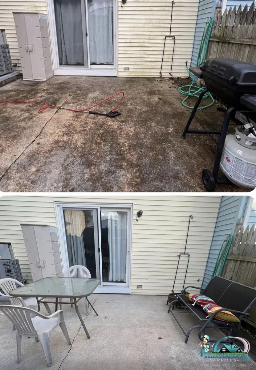 Patio pressure washing before and after in Margate NJ