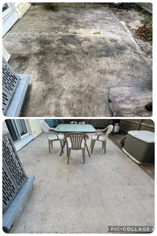Concrete cleaning before and after