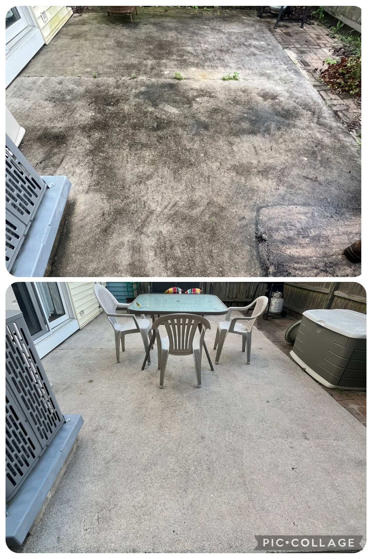Concrete cleaning before and after