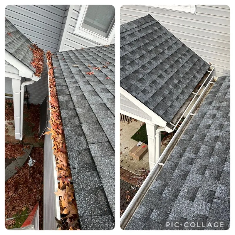 Gutter cleaning before and after