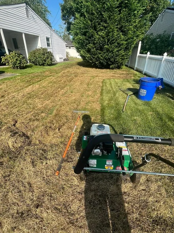 Power seeding a thin lawn in Pleasantville NJ