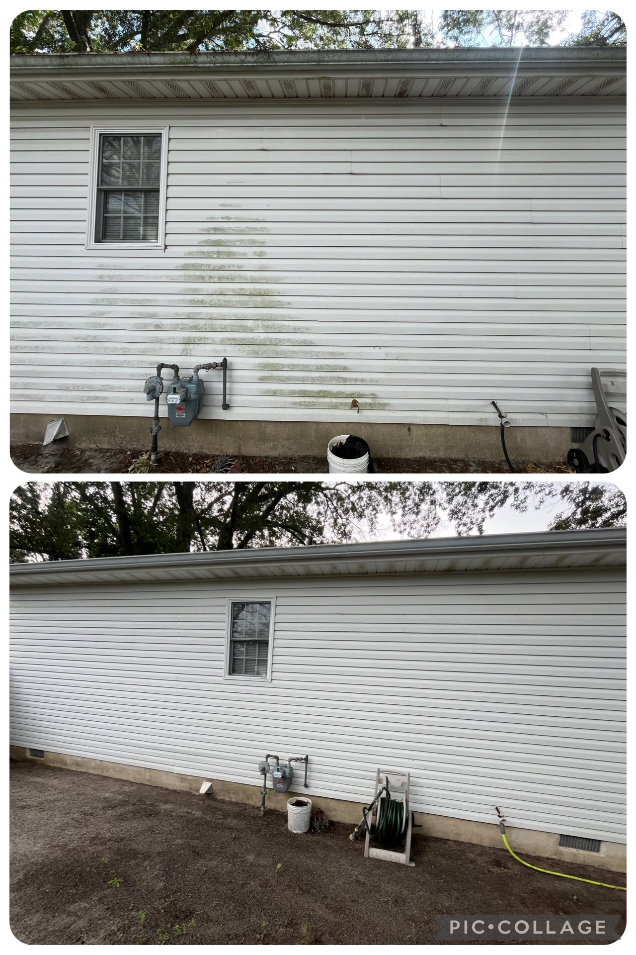 Siding pressure wash before and after